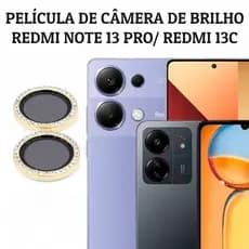KIT (2 peças) Película câmera Diamante Para Redmi Note 13 Pro/ Redmi 13C Película Brilhante