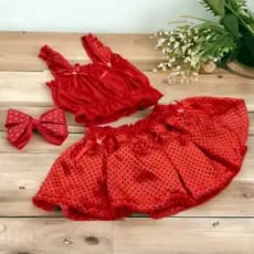 conjunto  infantil bunda rica top e saia de 6 a 12 meses