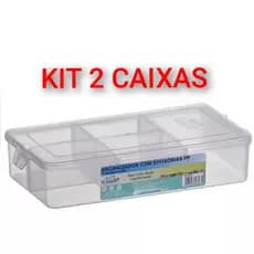 Kit Caixa Organizadora com Tampa e Divisórias Porta Jóias Multiuso de Plástico Caixas Pequena Trava