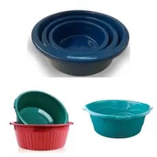 Bacia de Plástico Grande Reforçada 20 Litros 12 Litros e Kit com 3 Bacias Plástica Canelada Cozinha