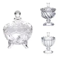 Bomboniere Vidro Baleiro Grande de 500ml Cristal Potiche Bombonier Decoração Enfeites Luxo com Tampa