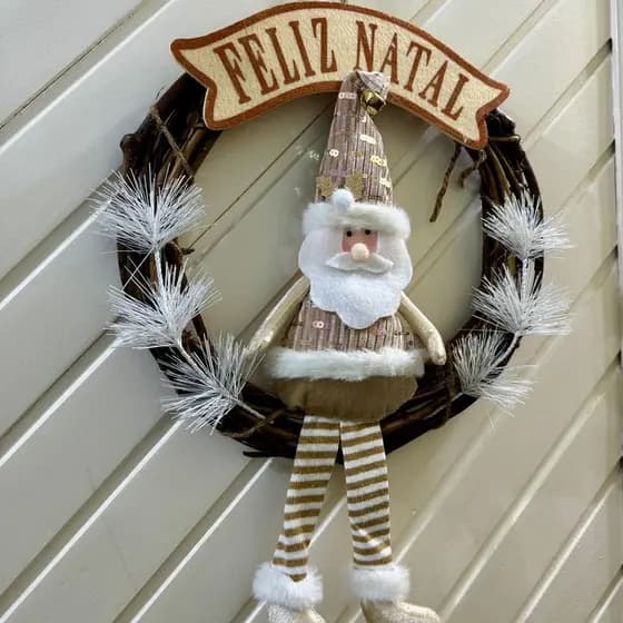 Guirlanda Natal Papai Noel/Boneco de Neve Feliz Natal Enfeites para Porta de Entrada