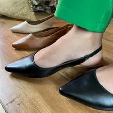 Sapatilha Rasteira Sandalia Bico Fino Slingback Feminina Sapato Dia a Dia Social Confortavel