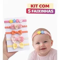 Kit 5 Lacinhos de Bebê Faixinha RN Menina Laço Para Bebe Tiara Recém Nascida  Menina