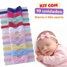 Kit 10 Lacinhos Bebê Faixinha Menina Faixa Para Bebe Tiara Recém Nascida Presente Menina Laço Para Nene
