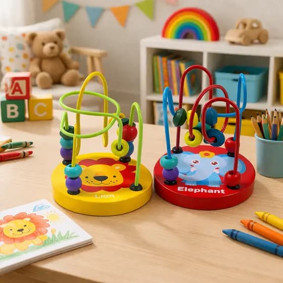 Brinquedo Educativo Mini Labirinto Infantil Coordenação Motora Pedagógico Aramado Montessori de Madeira Para Bebês 1 Ano
