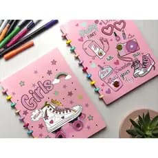 Caderno de Discos Grande A4 50 Folhas Reposicionáveis Capa Flexível Glitter Volta as Aulas