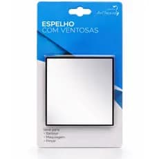 Espelho Quadrado com Ventosa para Barba e Maquiagem 14cmx14cm para Banheiro Box