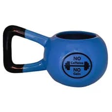 Caneca 3D Kettlebell Peso Academia Halteres Azul Cerâmica Brilhante Esmaltada Alto Relevo Exótica