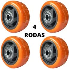 4 Rodas P/ Rodízios 312 74mm Pvc Pead Rolamento 6001zz 90kg
