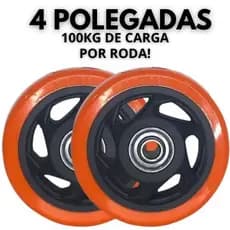 RODA 412 4 POLEGADAS COM ROLAMENTO 2UNIDADES