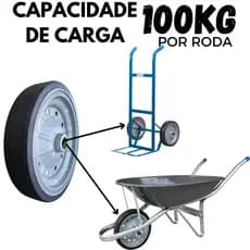 RODA MACIÇA PARA CARRINHO CARRO DE MÃO CARGA OBRA