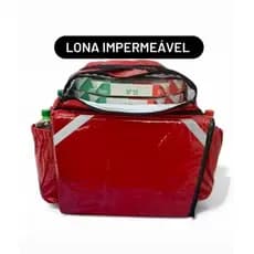 Capa Bag Mochila Motoboy para Delivery 100% Lona Impermeável Cor Vermelha *SOMENTE A CAPA*