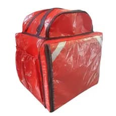 Bag Mochila Motoboy para Delivery 100% Lona Impermeável Cor Vermelha *COM ISOPOR LAMINADO* Completa