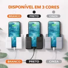 Suporte de Carregamento de Celular para Parede – Organização e Praticidade