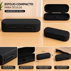 Estojo Compacto para Óculos com Botão de Mola
