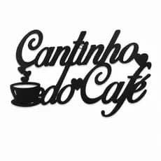 Placa Decorativa Cantinho do Café Preta – Decoração Moderna para Cozinha e Área Gourmet