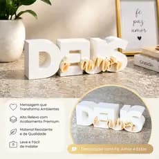 Placa Decorativa Deus é Amor Alto Relevo