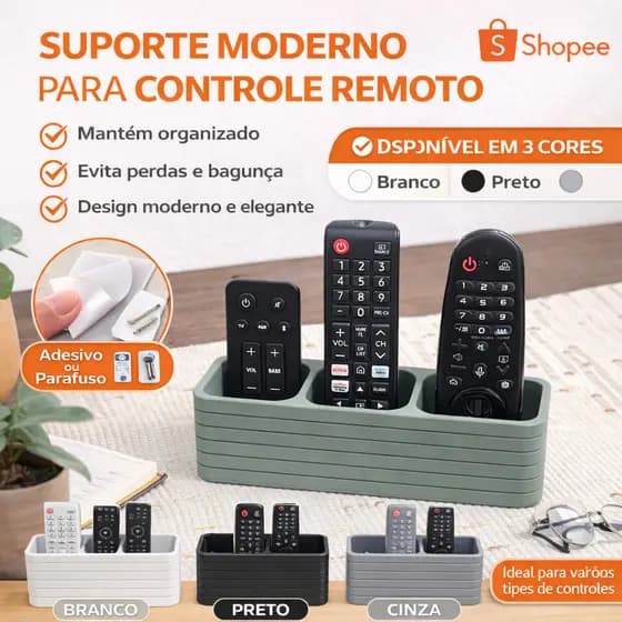 Suporte Moderno para Controle Remoto – Organização e Estilo para sua Casa, Salas e Quartos