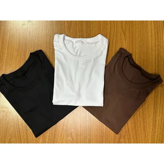 Kit 3 Blusa Basica Camiseta Feminina Blusa Babylook T Shirt Algodão Gola Redonda Basica Lisa 100% Algodão Feminina