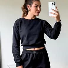Cropped Moletom feminino Manga longa blusa de moletom feminina casaco feminino conjunto feminino