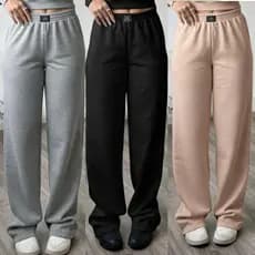 kit 2 calça feminina pantalona calça wide leg calça de frio feminina moletom feminino Calça larga