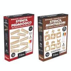 kit 2 Stencil Montessori e Pedagógico Educativo Desenhando Alfabetização em MDF com 3 canetas cada