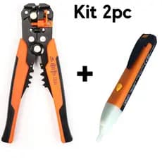 Kit alicate decapador + caneta detectora de tensão eletricista profissional l corta crimpa teste voltagem