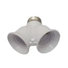 Bocal Soquete Adaptador Multiplicador De Lâmpada 1 p/ 2 Lâmpadas Led E27 + Lâmp. Bulbo Led 9w 3 Cores Plafon Iluminação