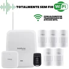Kit Alarme Intelbras AMT 8000 | 5 Sensores de Presença PET + Sirene + Controle + App no Celular