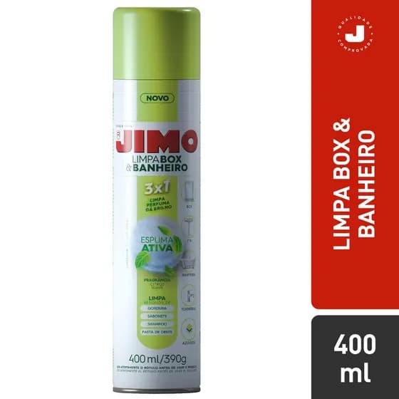 Limpa BOX e BANHEIRO Spray JIMO 400ml Limpeza Profunda!