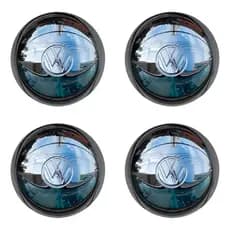 Kit com 1/4 Calotas De Kombi Corujinha Cromada Abaulada P/roda 5 Furos Vw