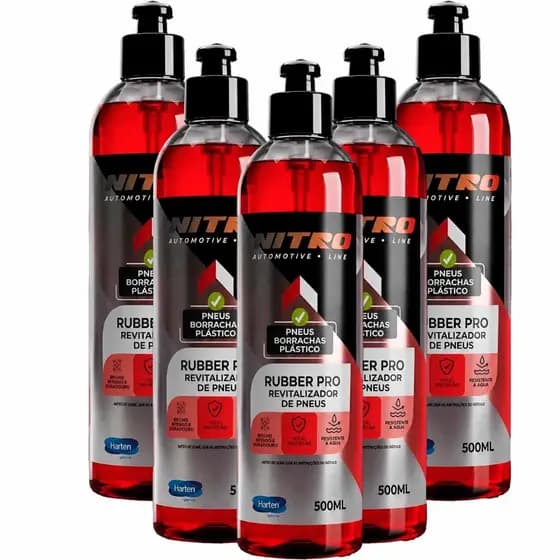 Kit 2 a 5 Rubber Pro Pretinho para Pneus Alto Brilho Longa Duração Hidrorepelente
