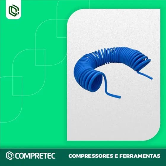 Mangueira Espiral Pu Azul Ar Comprimido 8 mm X 10 Metros