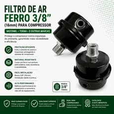 KIT 02 FILTROS EM AÇO 3/8 COM ELEMENTO FILTRANTE PARA COMPRESSOR DE AR