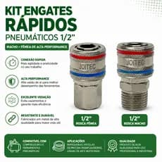 Kit Engates Rápidos Pneumáticos 1/2 Macho + Fêmea