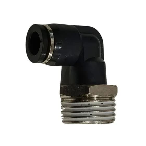 Conector Cotovelo Preto Odin 8mm x 1/4 Rosca Macho
