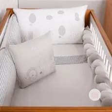 Kit Berço Americano Safari Trança Cinza Xadrez Algodão Enxoval Bebe Menino Menina Brubrelel