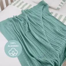 Brubrelel Baby | Mantinha Bebê Tricô 100% Algodão Verde Oliva – Saída Maternidade Macia Confortável