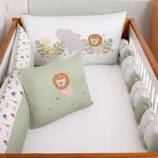 Kit Berço Americano Safari Trança 9 Peças Verde Algodão Enxoval Bebe Completo Brubrelel