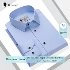 Brossard Camisa Social Masculina Premium Não Amassa e Respirável Slim Fit - Casual Trabalho