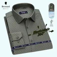 Camisa Social Masculina Slim fit Premium Não Amassa Elastano, Blusa Manga Longa Luxo Xadrez Elegante