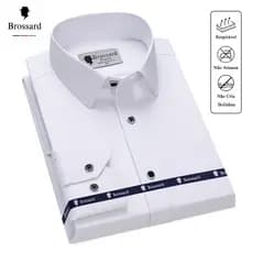 BROSSARD Camisa Social Masculina Manga Longa Slim Fit Blusa Não amassa Algodão Trabalho e Casual