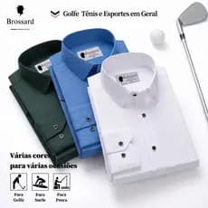 Camisa Social Roupas Masculina Estilosa Manga Longa Slim Blusa Não amassa Versátil Casual e Social