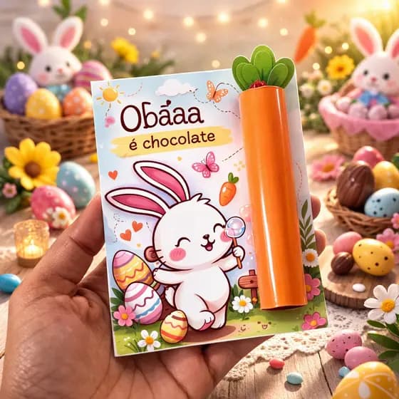 Mimo para pascoa card mais adesivo auto colanto de cenoura (NÃO ACOMPANHA CHOCOLATE)