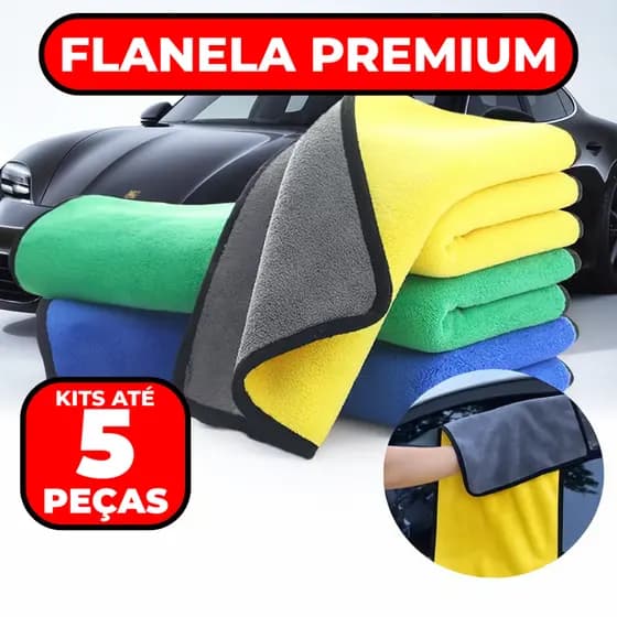 Toalha Pano Flanela Microfibra Secagem Limpeza Automotiva Dupla Face Carro Moto Não Risca Kit até 5