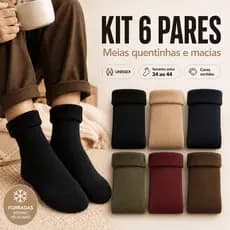 Kit Pares de Meias Térmicas  Frio Inverno Feminino Masculino Forrada Grossa Quentes Frio Intenso Confortável Combo