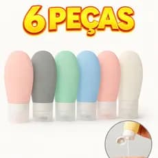 Kit 6 Frascos Para Viagem Porta Shampoo 70ml Com Estojo Creme Sabonete Líquido Líquido Portátil