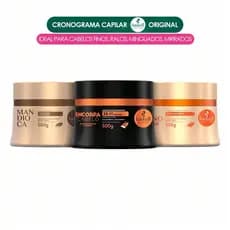 Cronograma Haskell - Engrossar Cabelos Finos E Ralos 300g - Kit Máscaras Encorpa Cabelo/Mandioca/Tutano