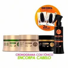 Kit Haskell Cronograma para Cabelos Ressecados e Secos 300g + Tônico Fluído Encorpa Cabelos Engrossa Fios